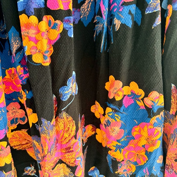 Anthro Maeve Colette Peasant Blouse Floral Boho Black Pink Size S - Picture 8 of 12